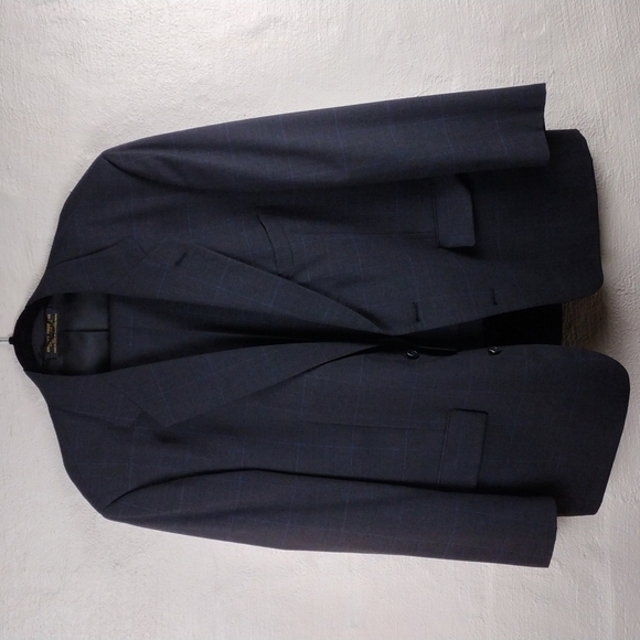 Brooks Brothers Black Windowpane Check One Notched Two Button Dress Suit Jacket - Picture 5 of 16